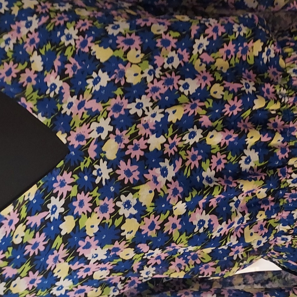 Saint + Sophia Floral Dress Blue Lavender Purple Size V neck Long Sleeve M - Picture 2 of 11